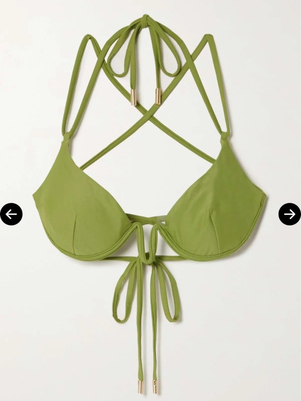 NWT cult gaia Olive Green Underwire Halter Bikini Top - Picture 2 of 8